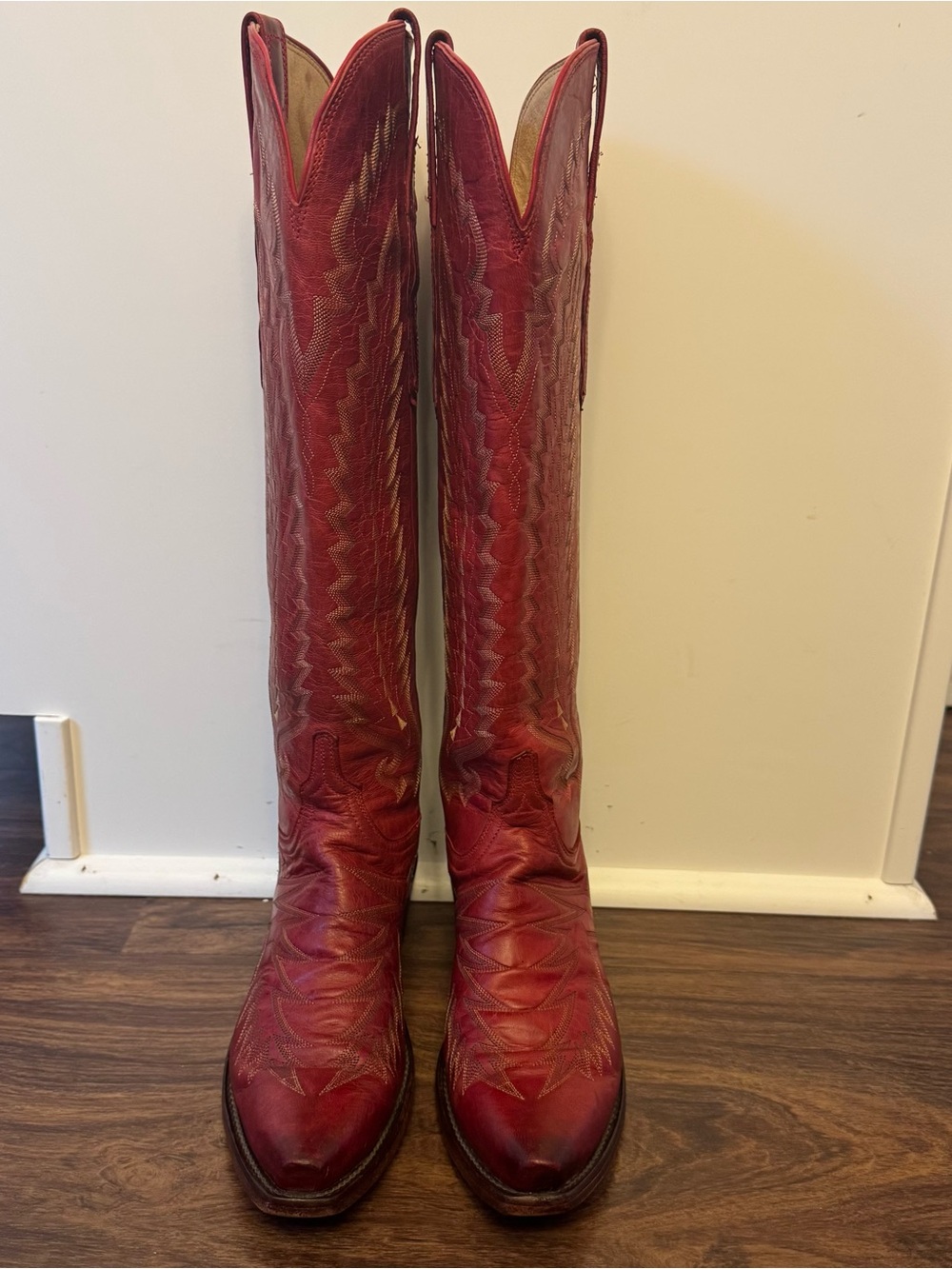 LUCCHESE Priscilla Cowgirl Boots Women's Size US 8 B Red Western Cowboy - Picture 2 of 16